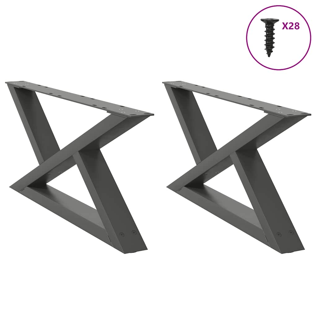 vidaXL Nogi do stolika kawowego 2 szt. Antracyt 70x(30-31,3) cm Stal