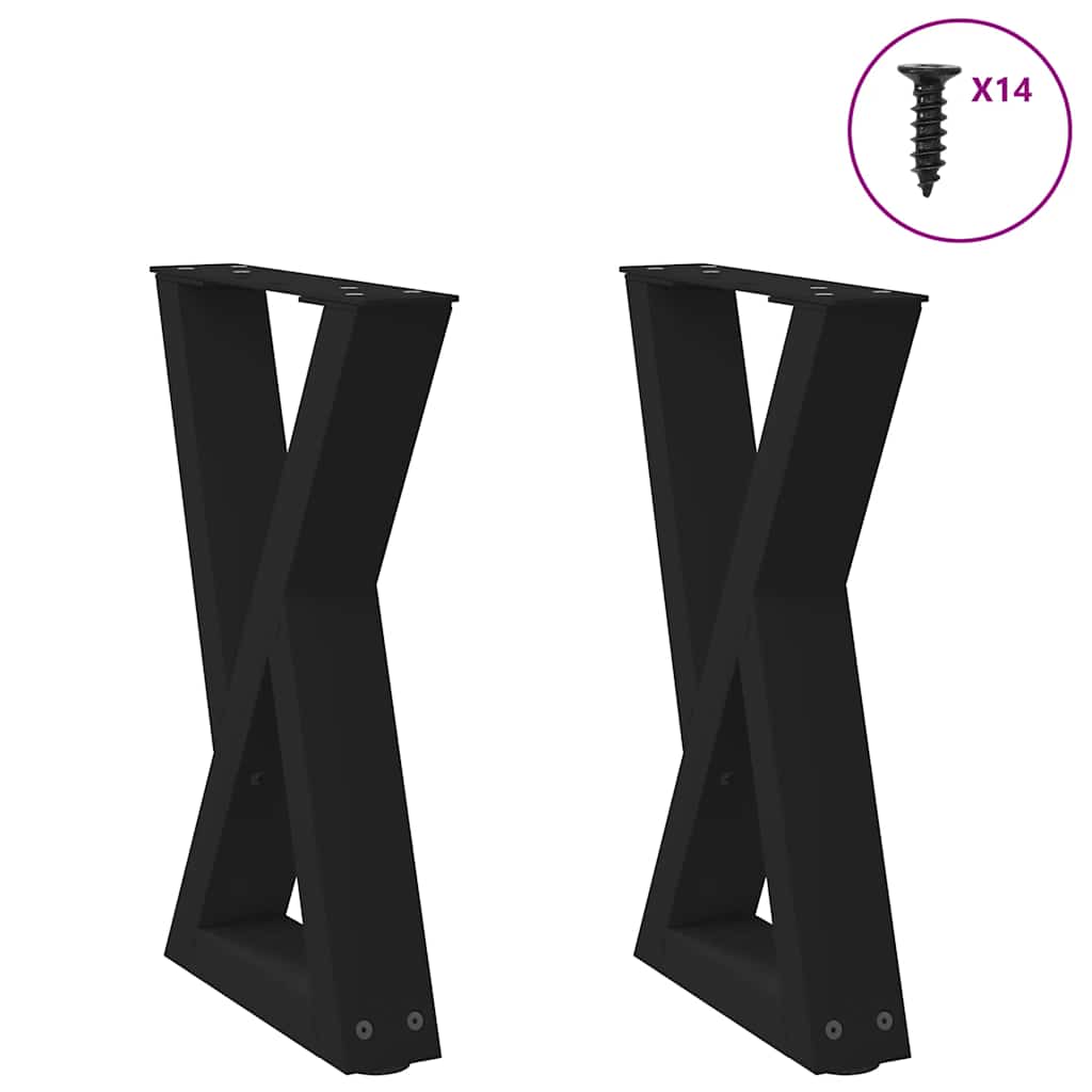 vidaXL Nogi do stolika kawowego 2 szt. Czarne 28x(42-43,3) cm Stal