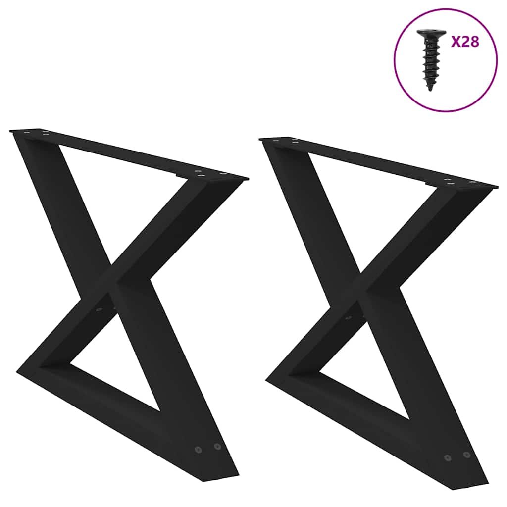 vidaXL Nogi do stolika kawowego 2 szt. Czarne 70x(42-43,3) cm Stal