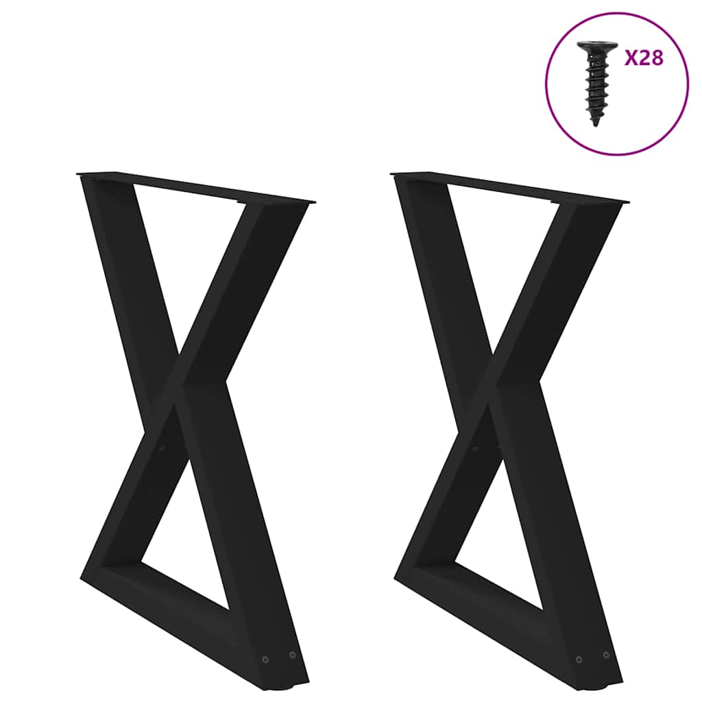 vidaXL Nogi do stołu jadalnego 2 szt. Czarne 80x(72-73,3) cm Stal