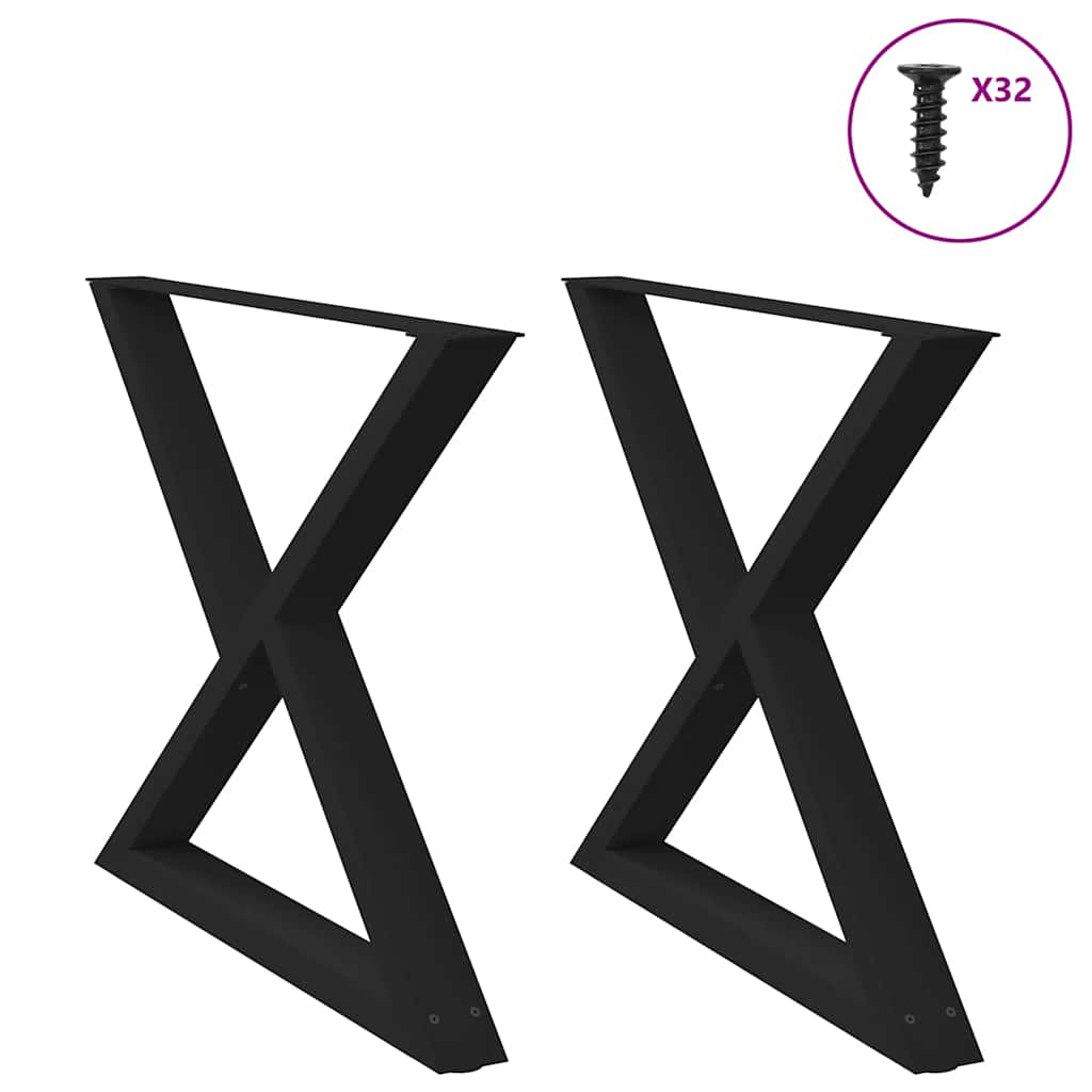 vidaXL Nogi do stołu jadalnego 2 szt. Czarne 90x(72-73,3) cm Stal