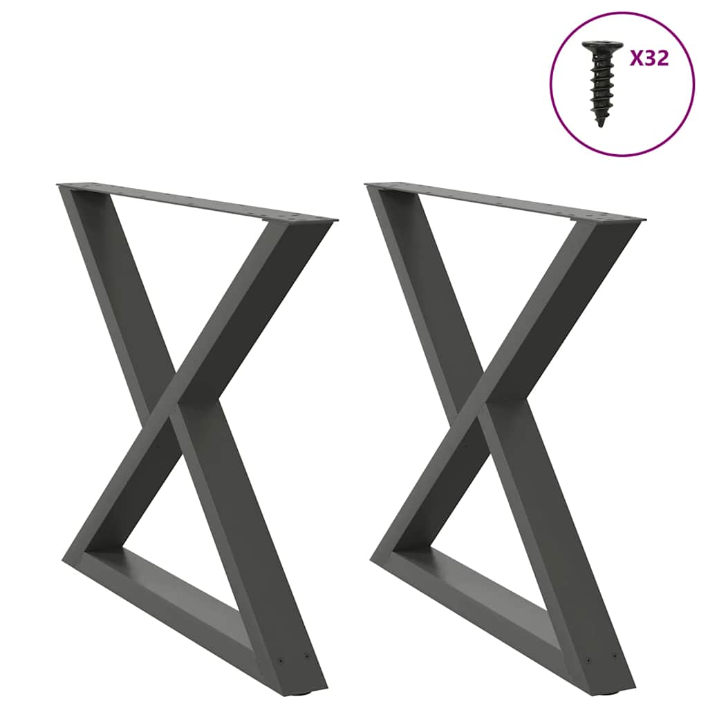 vidaXL Nogi do stołu jadalnego 2 szt. Antracyt 90x(72-73,3) cm Stal