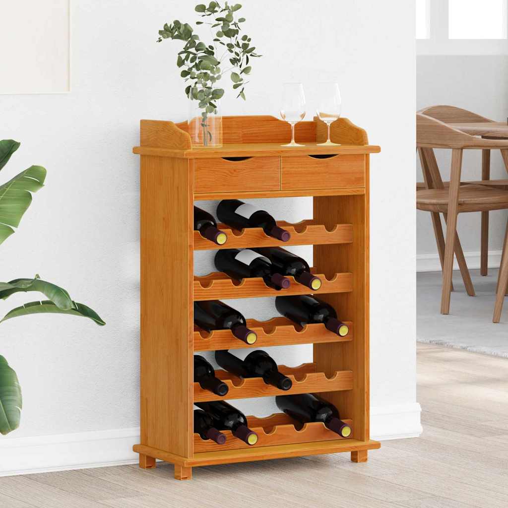 vidaXL Regał na wino Brązowy 58 x 28 x 90 cm Lite drewno sosnowe