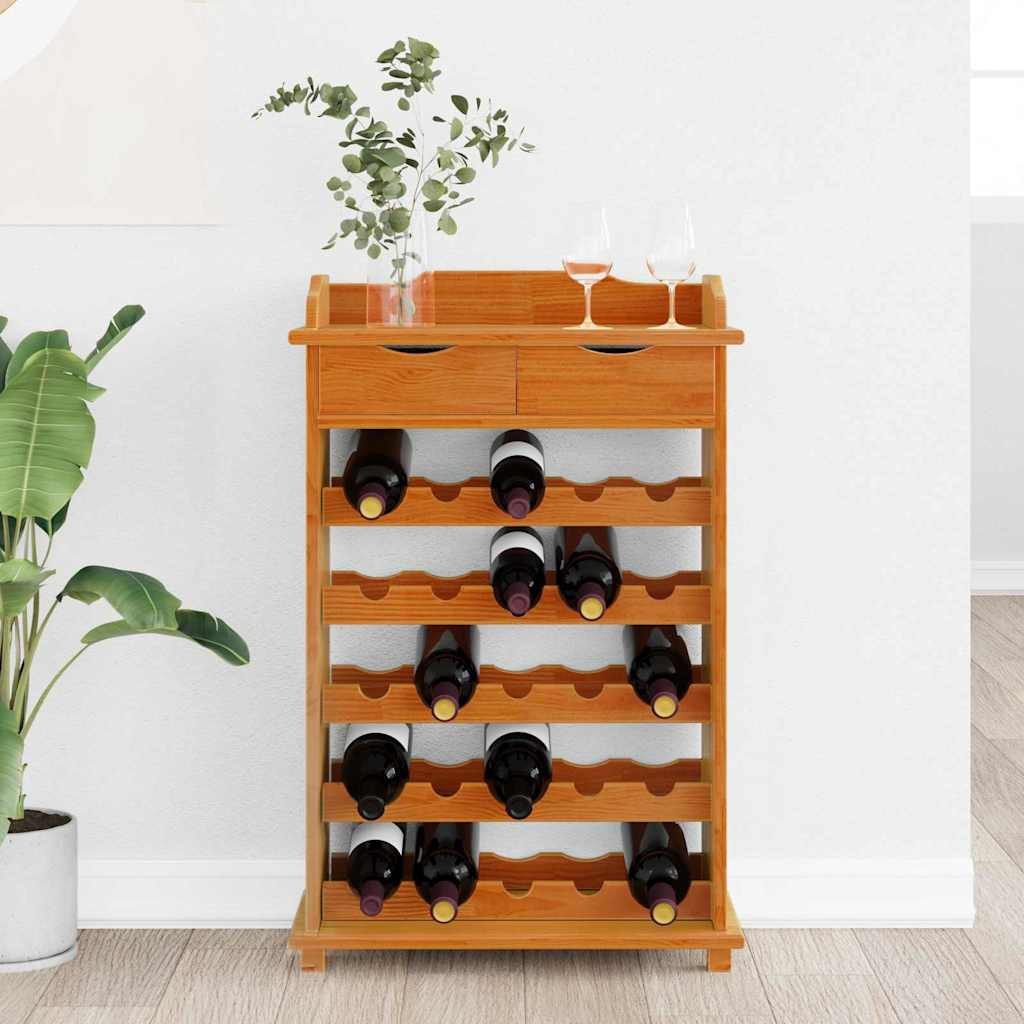 vidaXL Regał na wino Brązowy 58 x 28 x 90 cm Lite drewno sosnowe