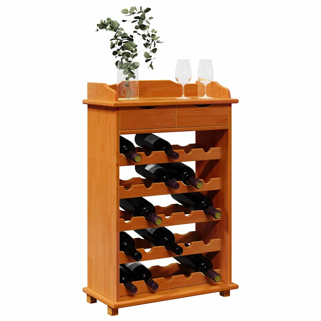 vidaXL Regał na wino Brązowy 58 x 28 x 90 cm Lite drewno sosnowe