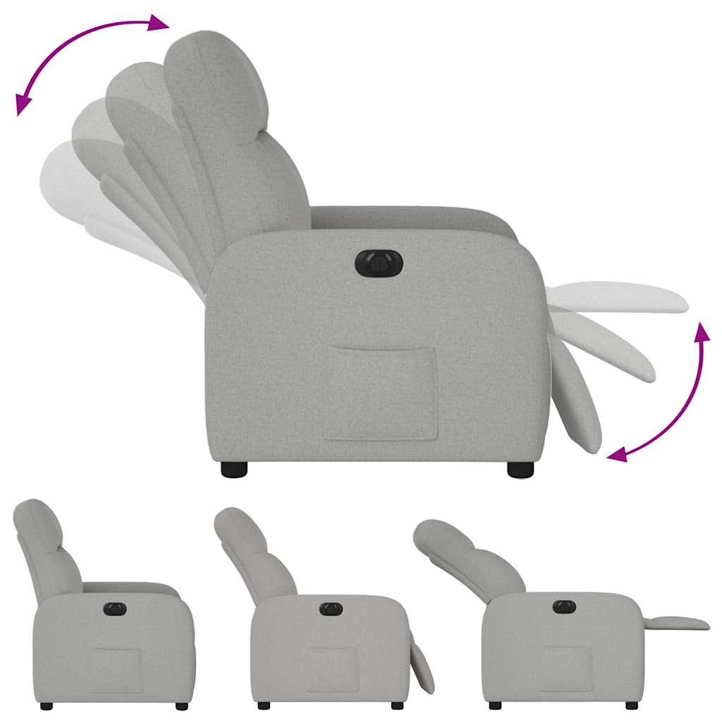 vidaXL Elektryczny fotel rozkładany Cloud Grey Fabric