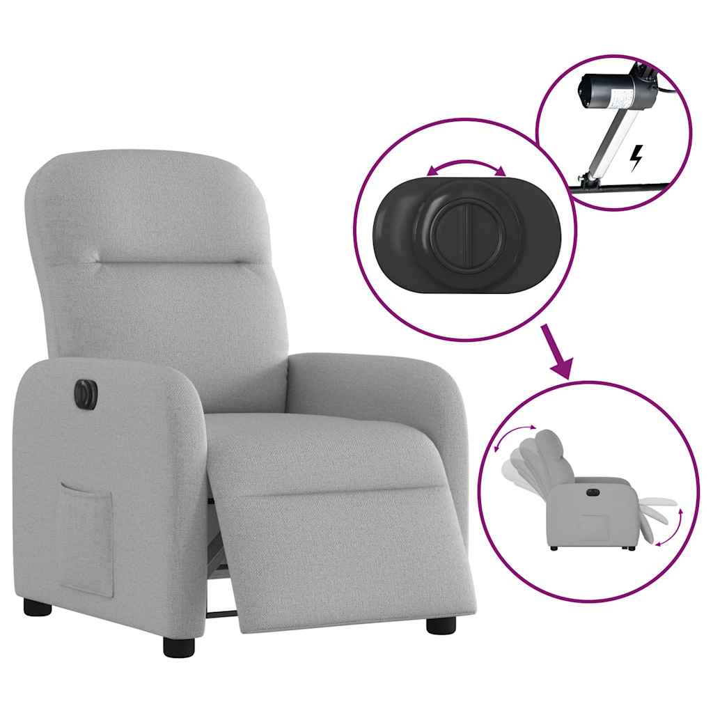 vidaXL Elektryczny fotel rozkładany Cloud Grey Fabric