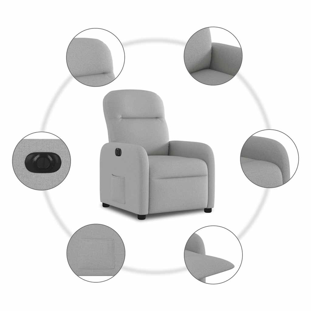 vidaXL Elektryczny fotel rozkładany Cloud Grey Fabric
