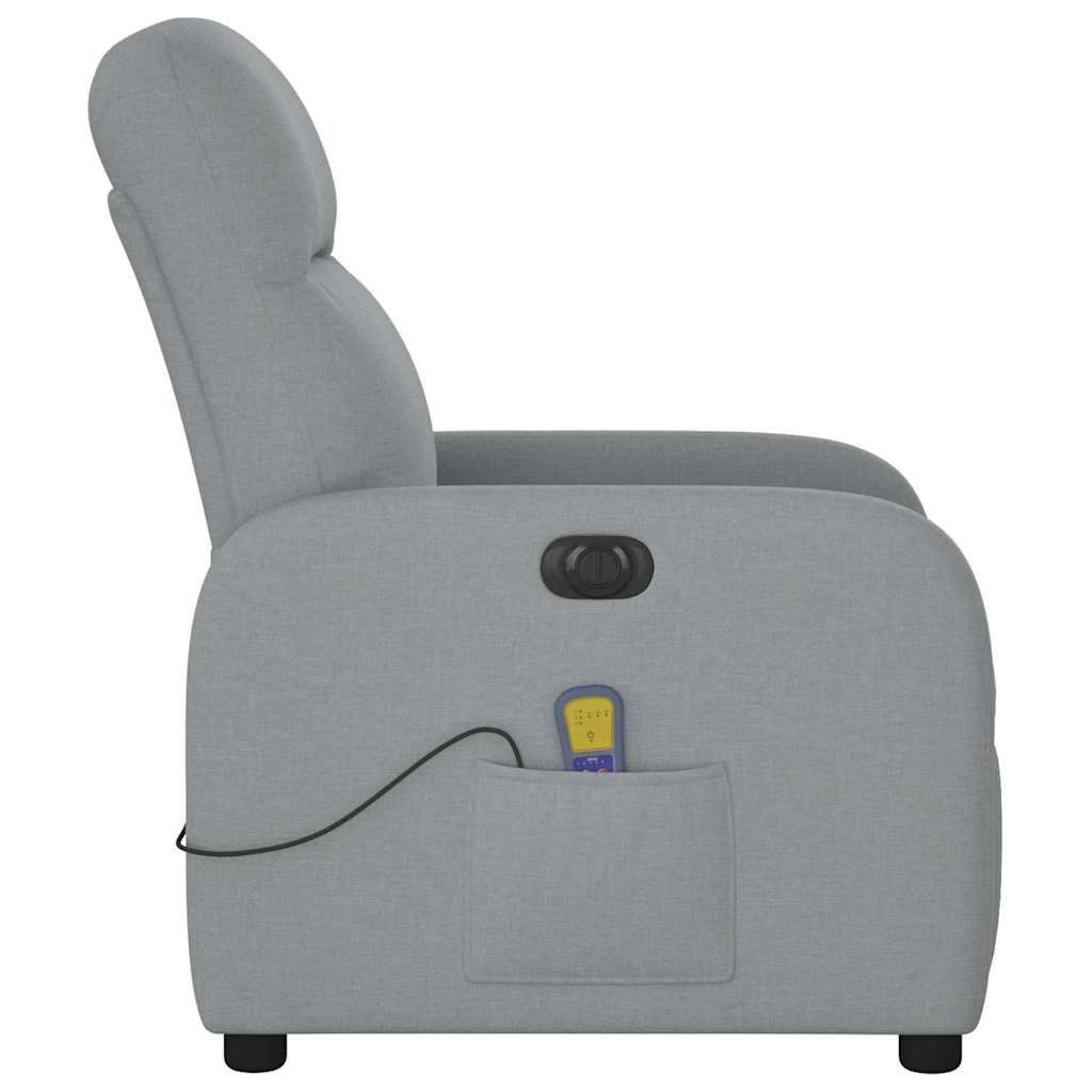 vidaXL Rozkładany fotel masujący, elektryczny, jasnoszary, tkanina
