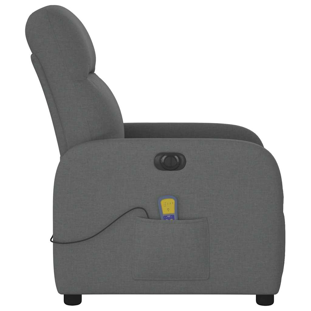 vidaXL Rozkładany fotel masujący, elektryczny, ciemnoszary, tkanina