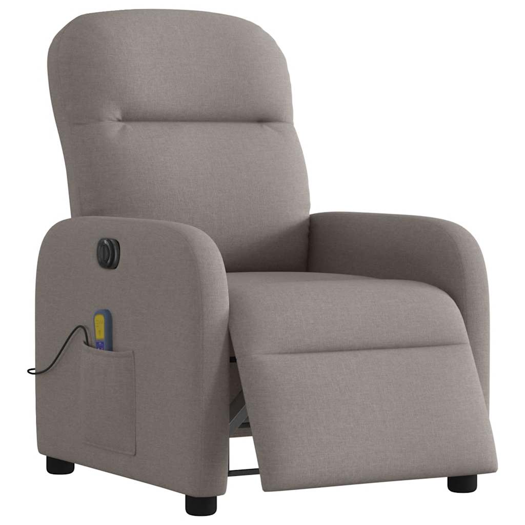 vidaXL Rozkładany fotel masujący, elektryczny, kolor taupe, tkanina