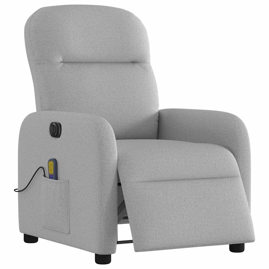 vidaXL Rozkładany fotel masujący, elektryczny, szara, tkanina