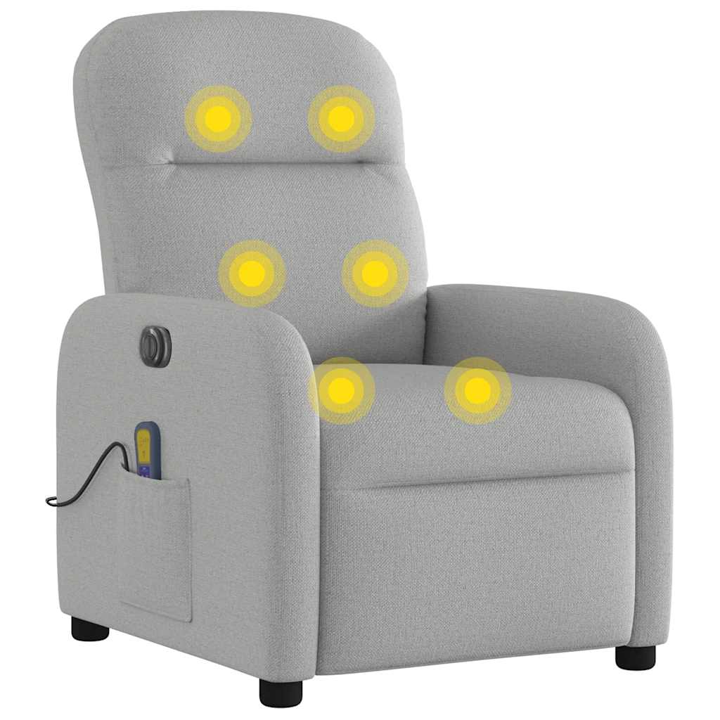 vidaXL Rozkładany fotel masujący, elektryczny, szara, tkanina