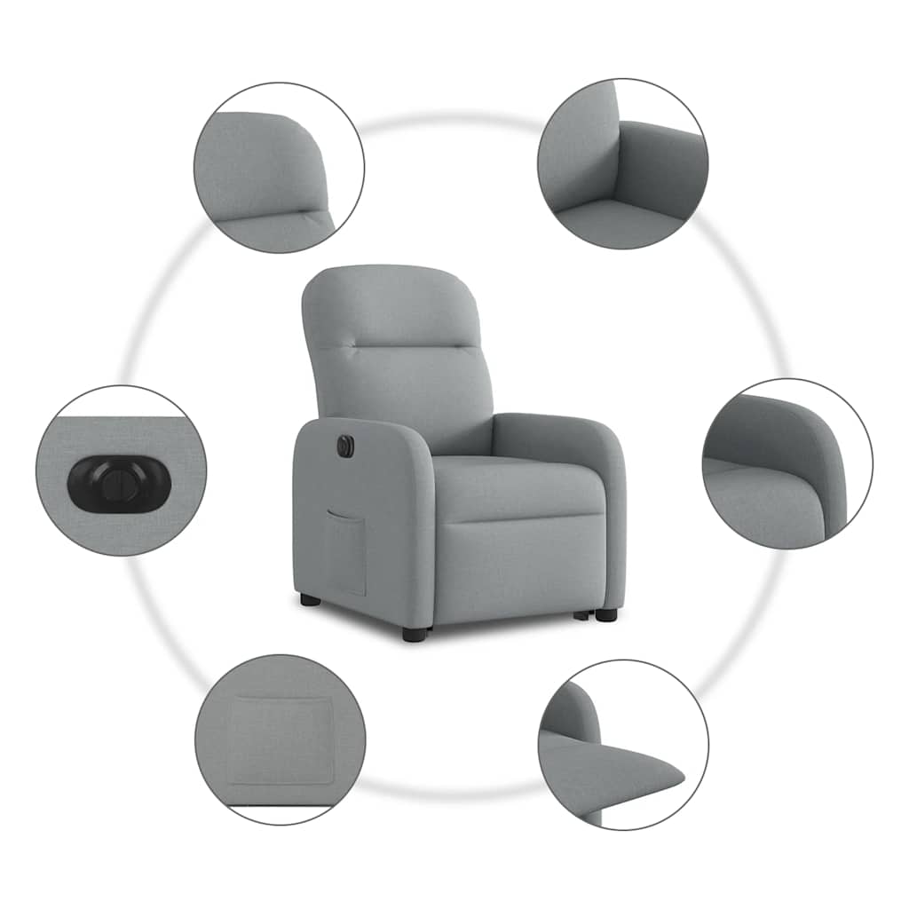 vidaXL Podnoszony fotel masujący, elektryczny, rozkładany, jasnoszary