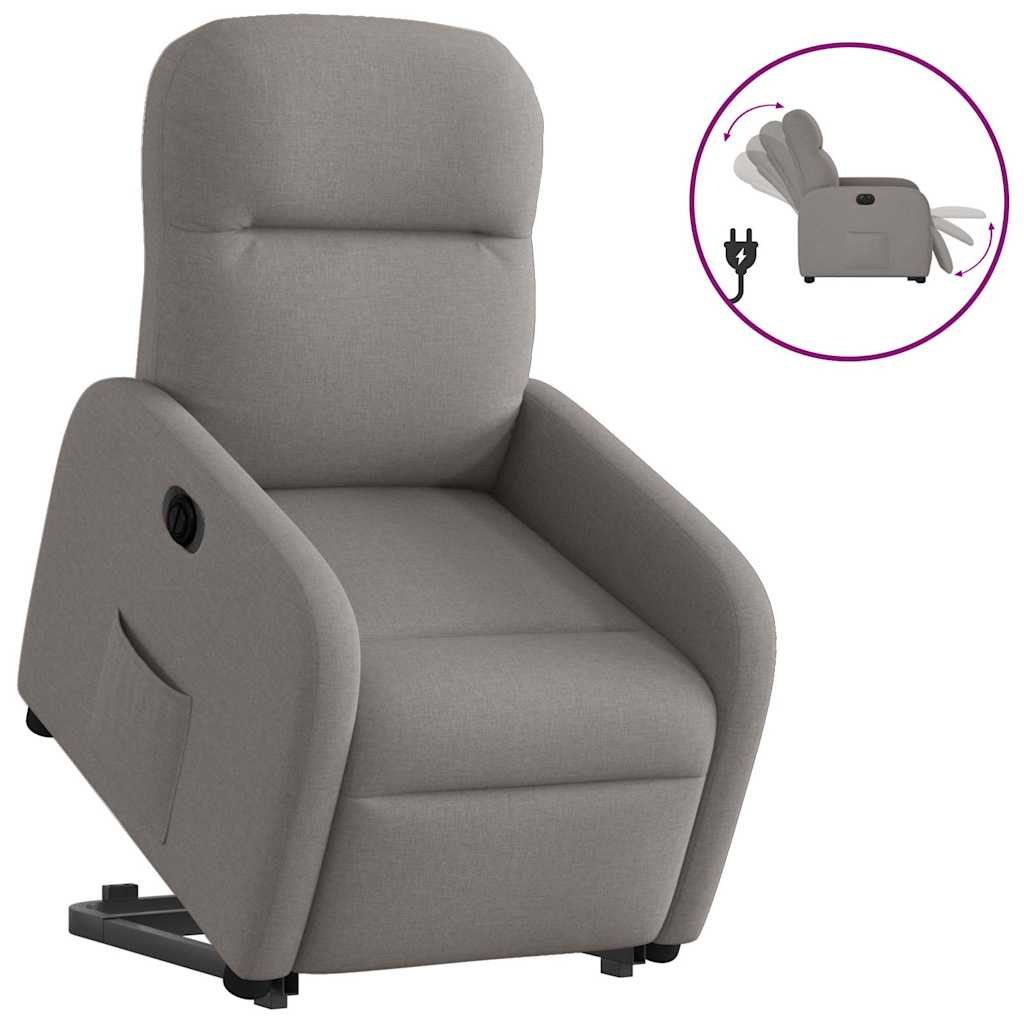 vidaXL Podnoszony fotel rozkładany, elektryczny, kolor taupe, tkanina