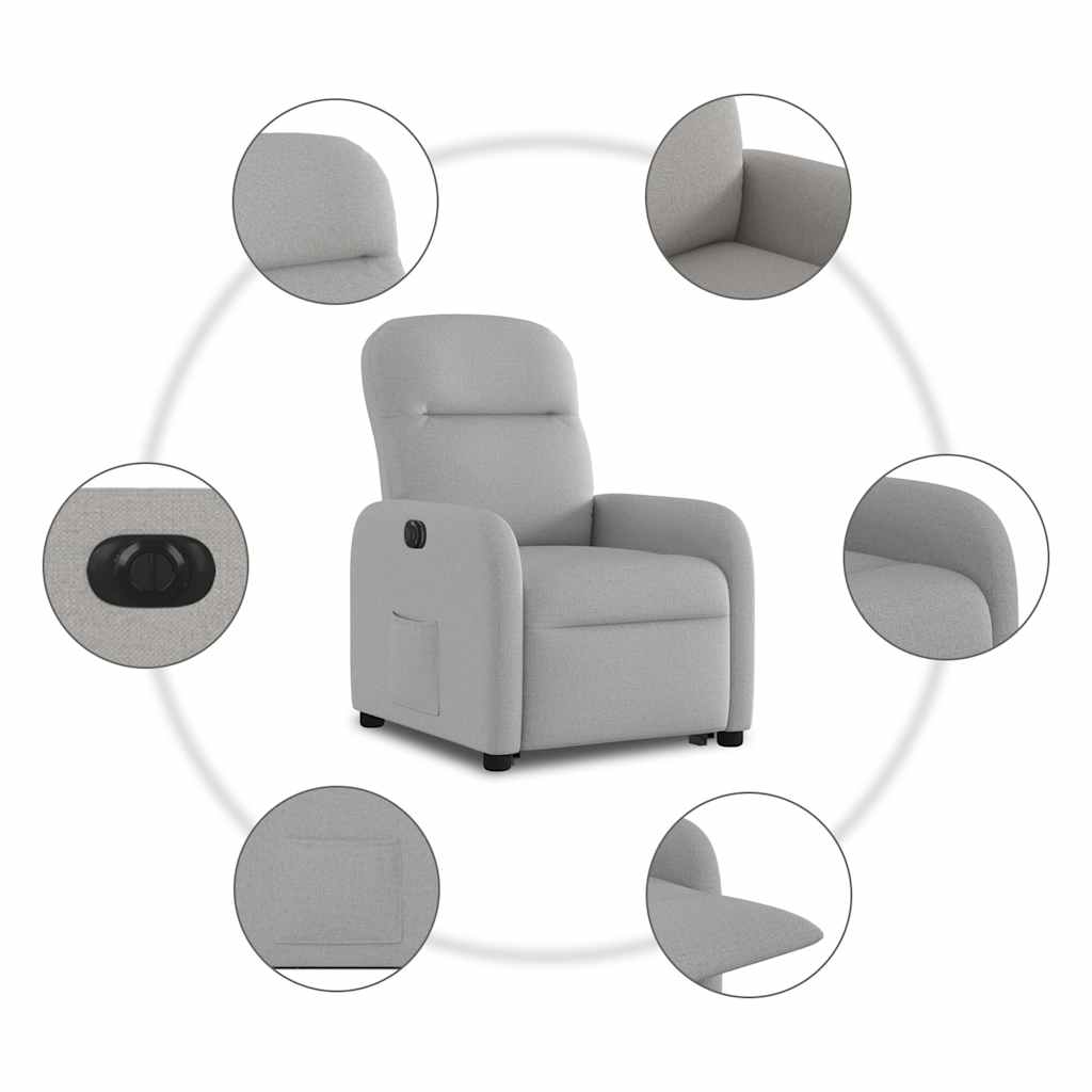 vidaXL Podnoszony fotel masujący, elektryczny, rozkładany, szary