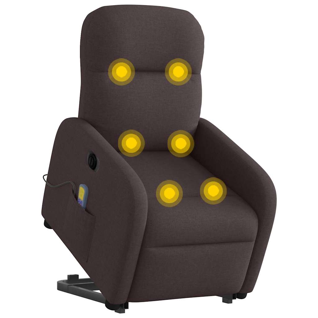 vidaXL Podnoszony fotel masujący, elektryczny, rozkładany, ciemny brąz