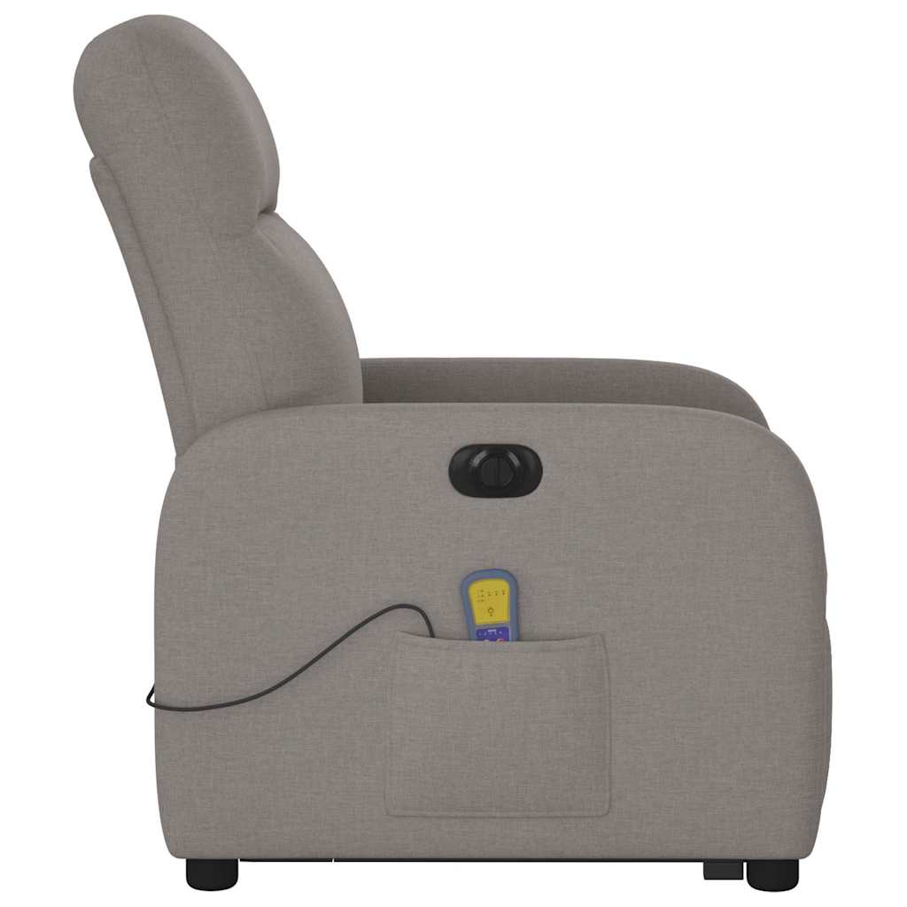 vidaXL Podnoszony fotel masujący, elektryczny, rozkładany, kolor taupe