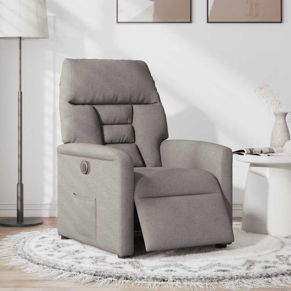 vidaXL Elektryczny fotel rozkładany, kolor taupe, obity tkaniną