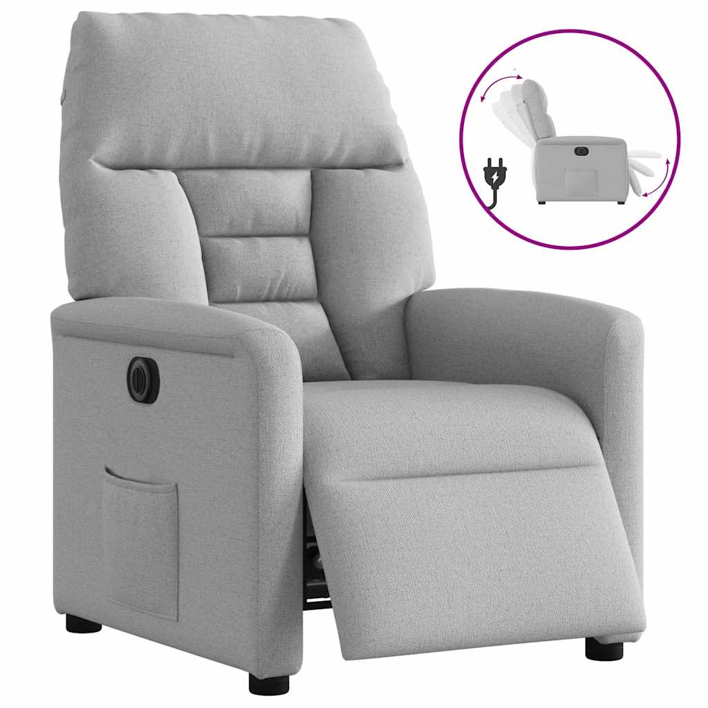 vidaXL Elektryczny fotel rozkładany Cloud Grey Fabric