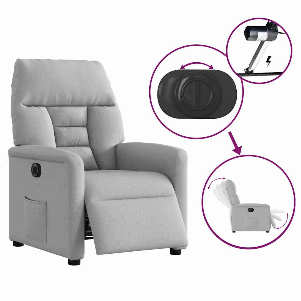 vidaXL Elektryczny fotel rozkładany Cloud Grey Fabric