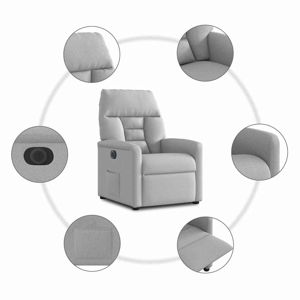 vidaXL Elektryczny fotel rozkładany Cloud Grey Fabric