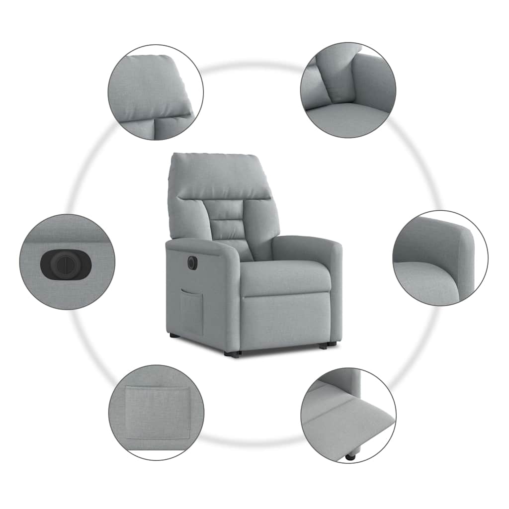vidaXL Podnoszony fotel masujący, elektryczny, rozkładany, jasnoszary