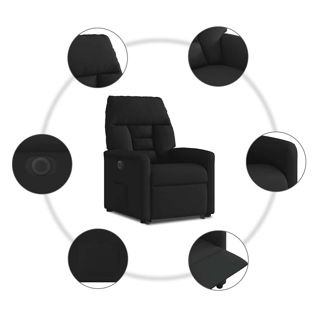 vidaXL Podnoszony fotel masujący, elektryczny, rozkładany, czarny