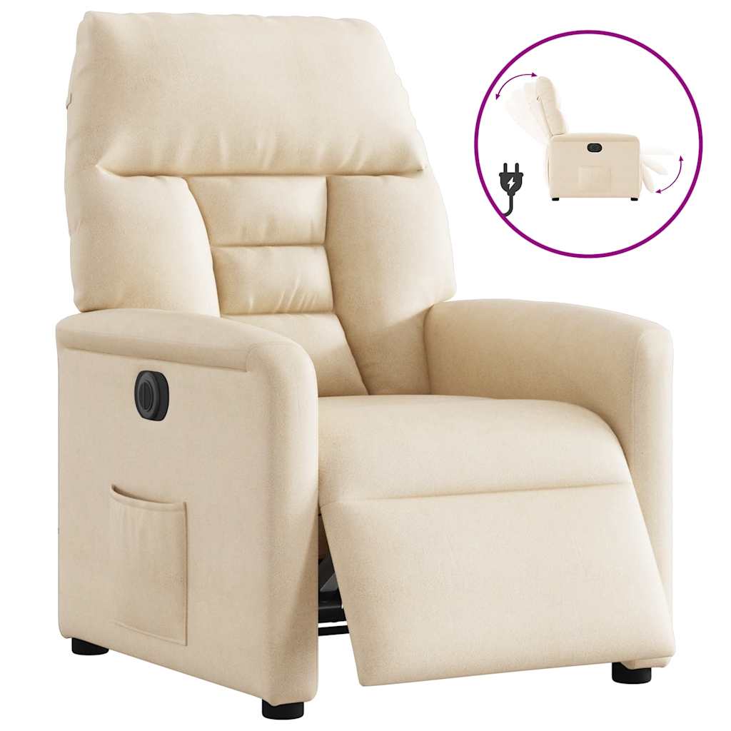 vidaXL Rozkładany fotel elektryczny, beżowy, obity mikrofibrą