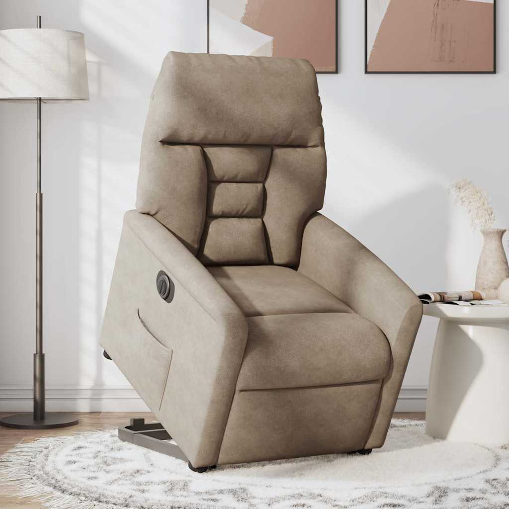 vidaXL Podnoszony fotel rozkładany, taupe, mikrofibra