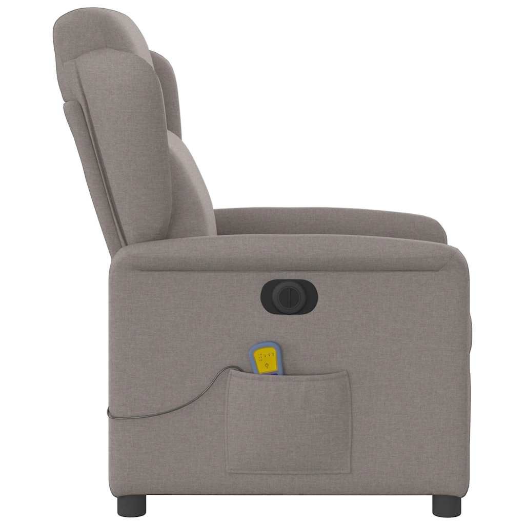 vidaXL Rozkładany fotel masujący, elektryczny, kolor taupe, tkanina