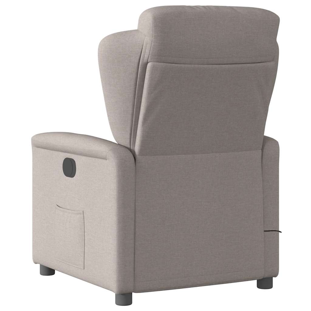 vidaXL Rozkładany fotel masujący, elektryczny, kolor taupe, tkanina