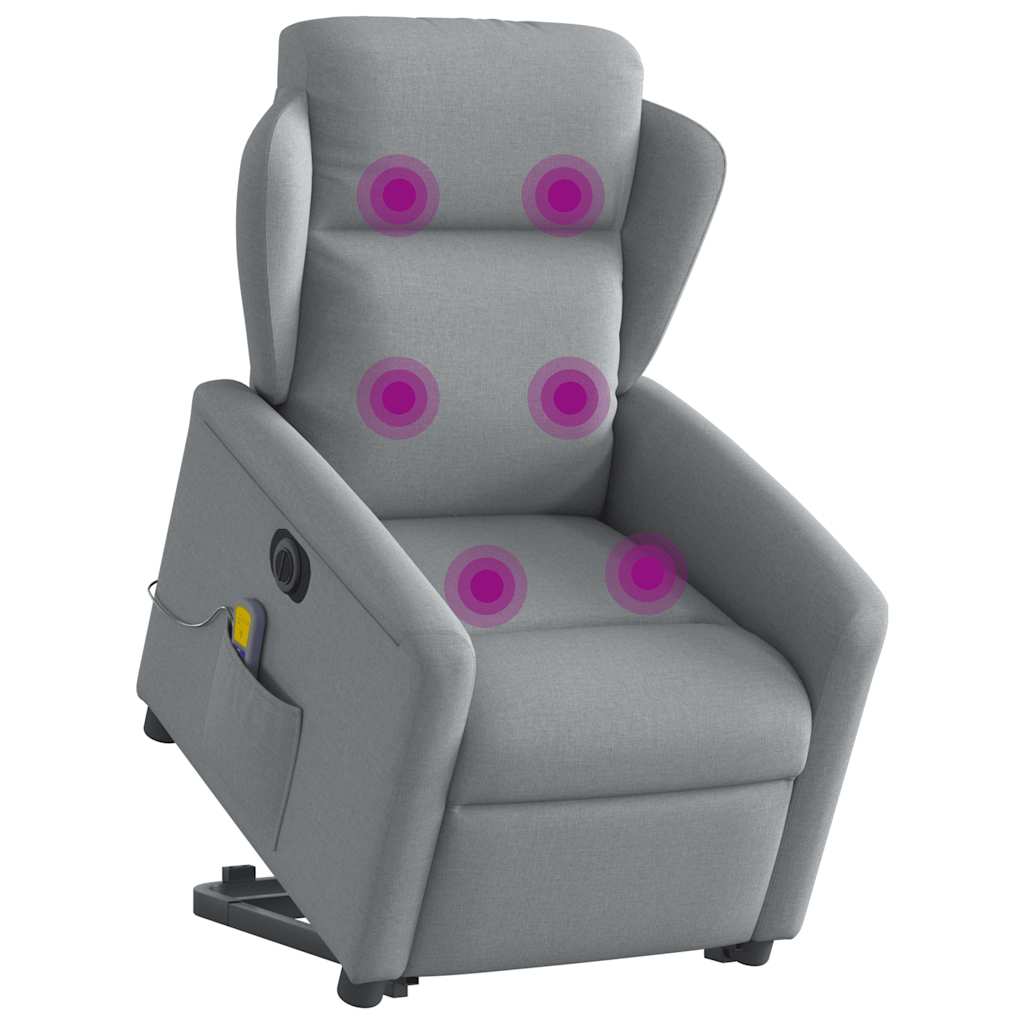 vidaXL Podnoszony fotel masujący, elektryczny, rozkładany, jasnoszary