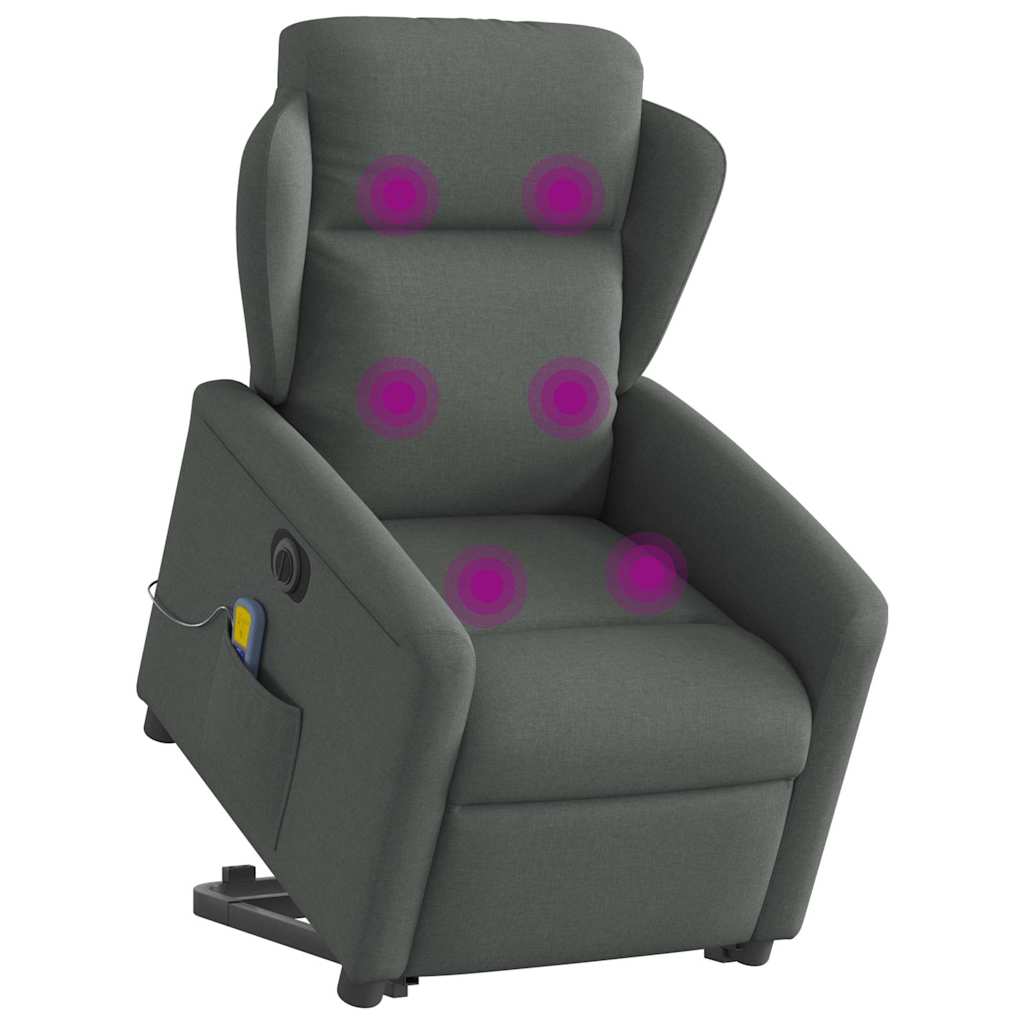 vidaXL Podnoszony fotel masujący, elektryczny, rozkładany, ciemnoszary