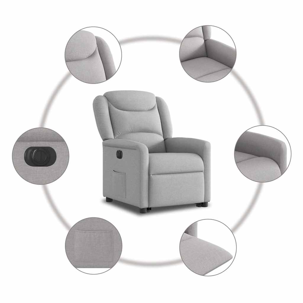 vidaXL Podnoszony fotel masujący, elektryczny, rozkładany, szary