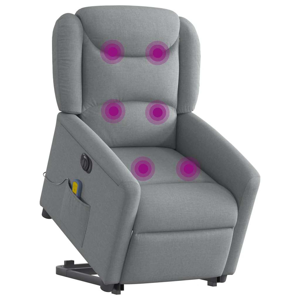 vidaXL Podnoszony fotel masujący, elektryczny, rozkładany, jasnoszary