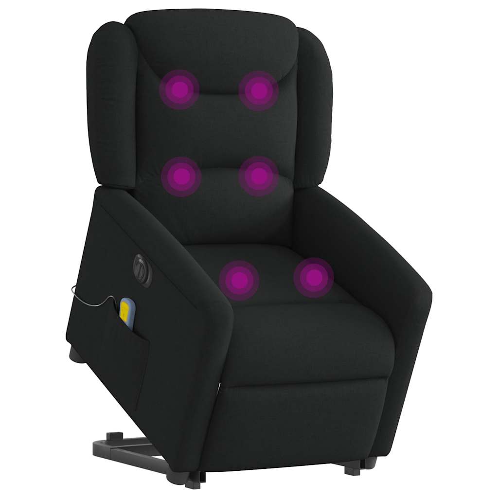 vidaXL Podnoszony fotel masujący, elektryczny, rozkładany, czarny