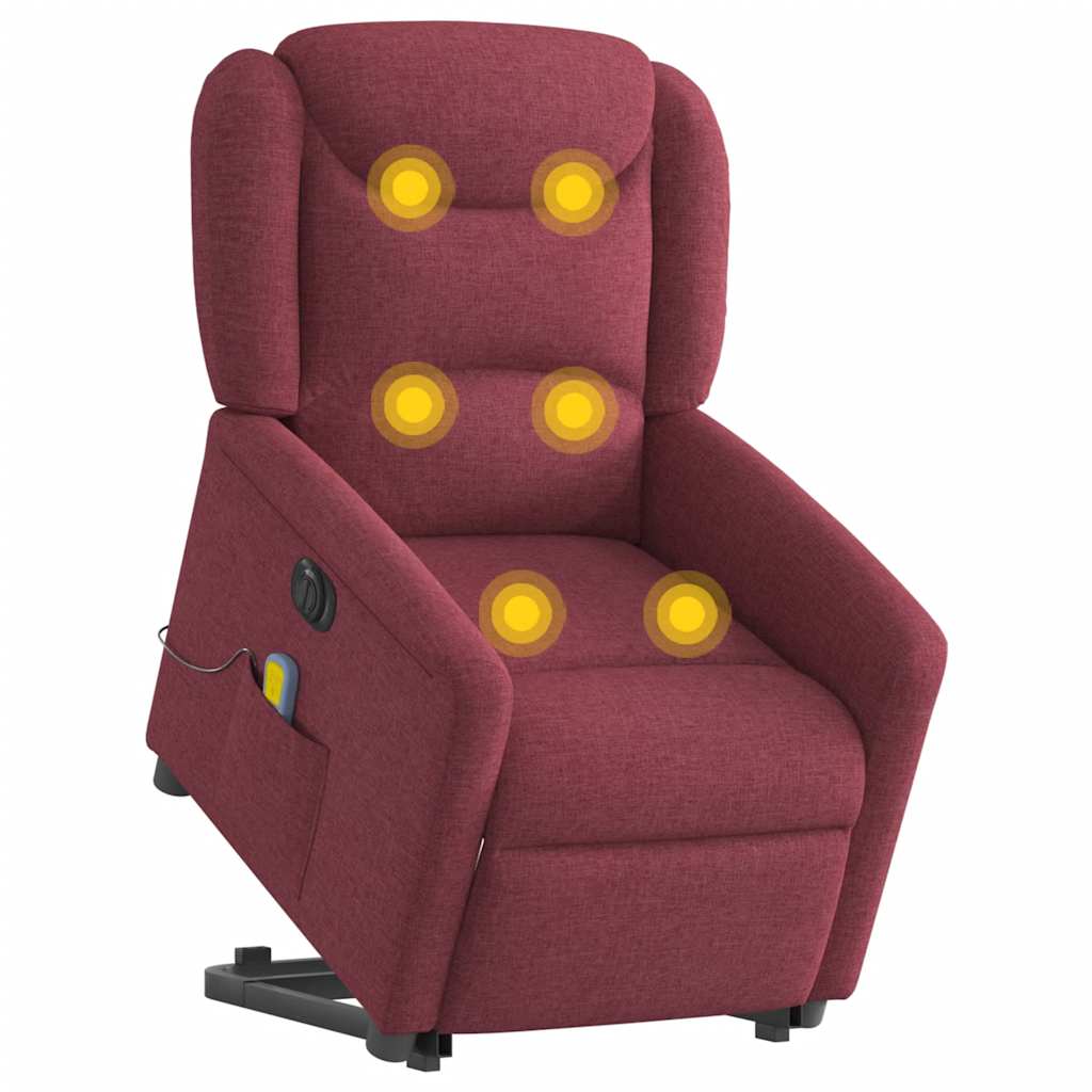 vidaXL Podnoszony fotel masujący, elektryczny, rozkładany, czerwony