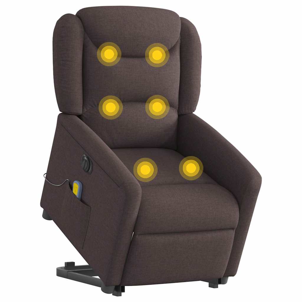 vidaXL Podnoszony fotel masujący, elektryczny, rozkładany, ciemny brąz