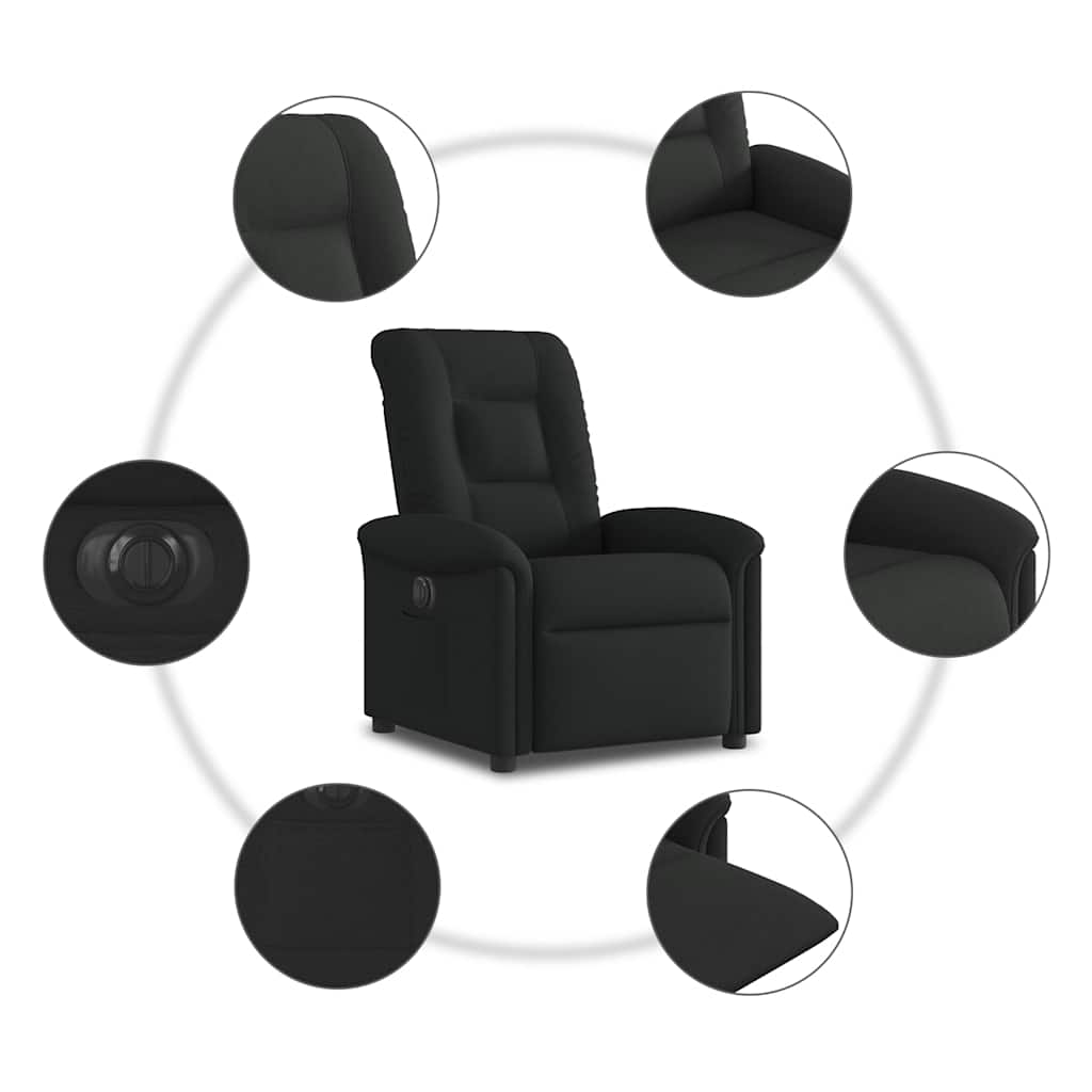 vidaXL Elektryczny fotel rozkładany, czarny, obity tkaniną