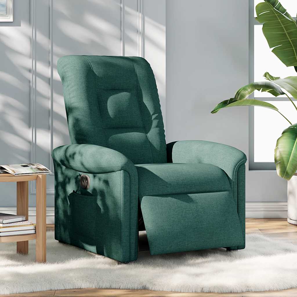 vidaXL Elektryczny fotel rozkładany, ciemnozielony, obity tkaniną