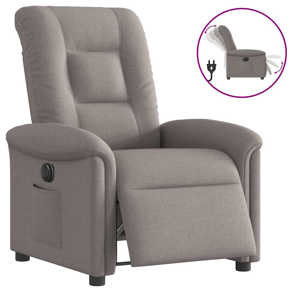 vidaXL Elektryczny fotel rozkładany, kolor taupe, obity tkaniną