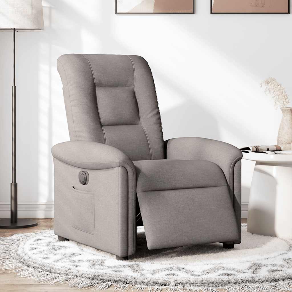 vidaXL Elektryczny fotel rozkładany, kolor taupe, obity tkaniną