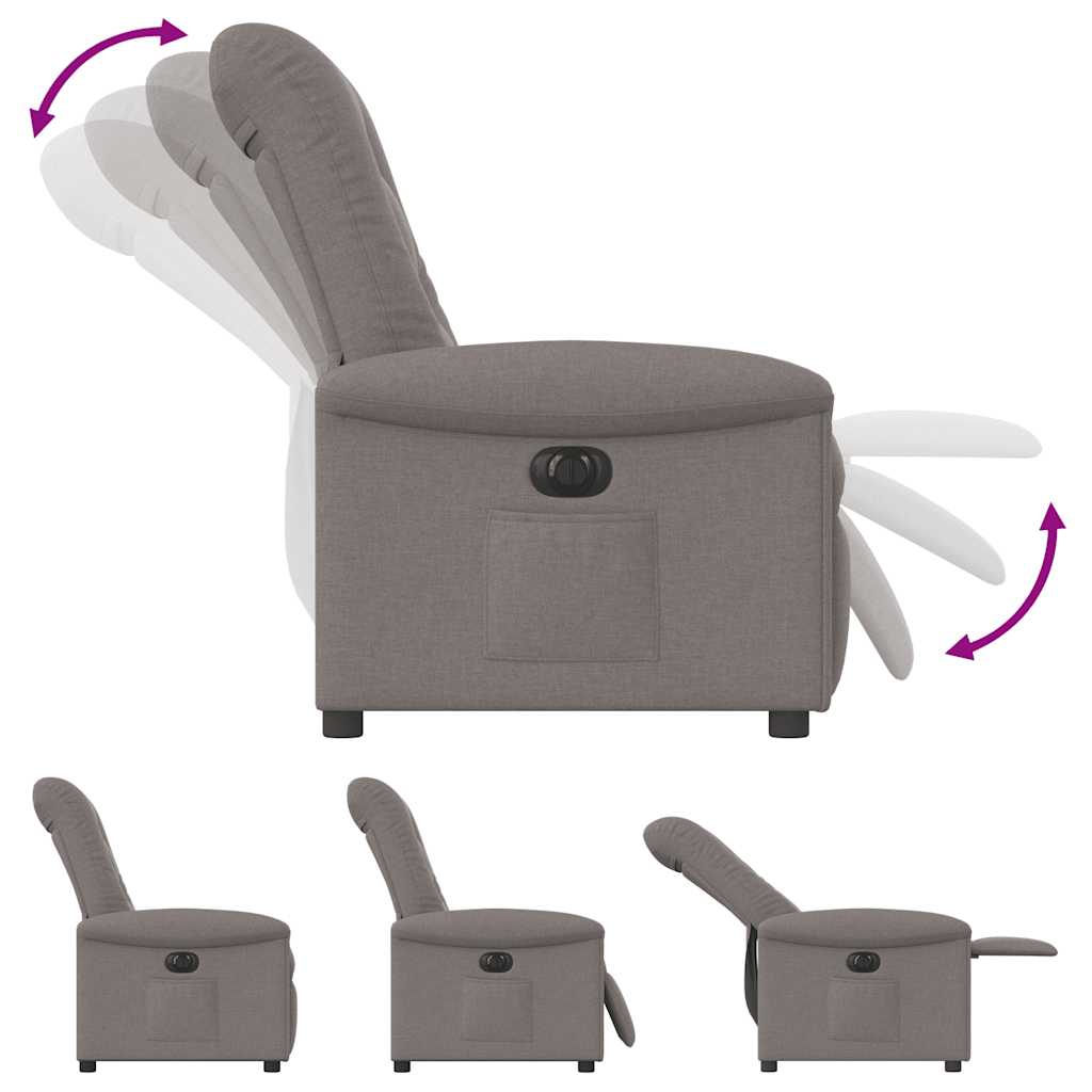 vidaXL Elektryczny fotel rozkładany, kolor taupe, obity tkaniną