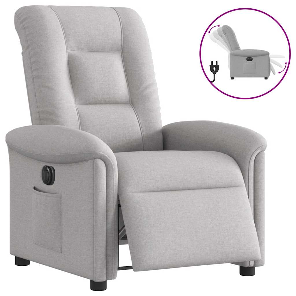 vidaXL Elektryczny fotel rozkładany Cloud Grey Fabric