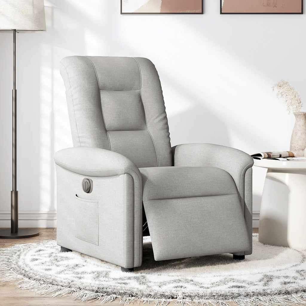 vidaXL Elektryczny fotel rozkładany Cloud Grey Fabric