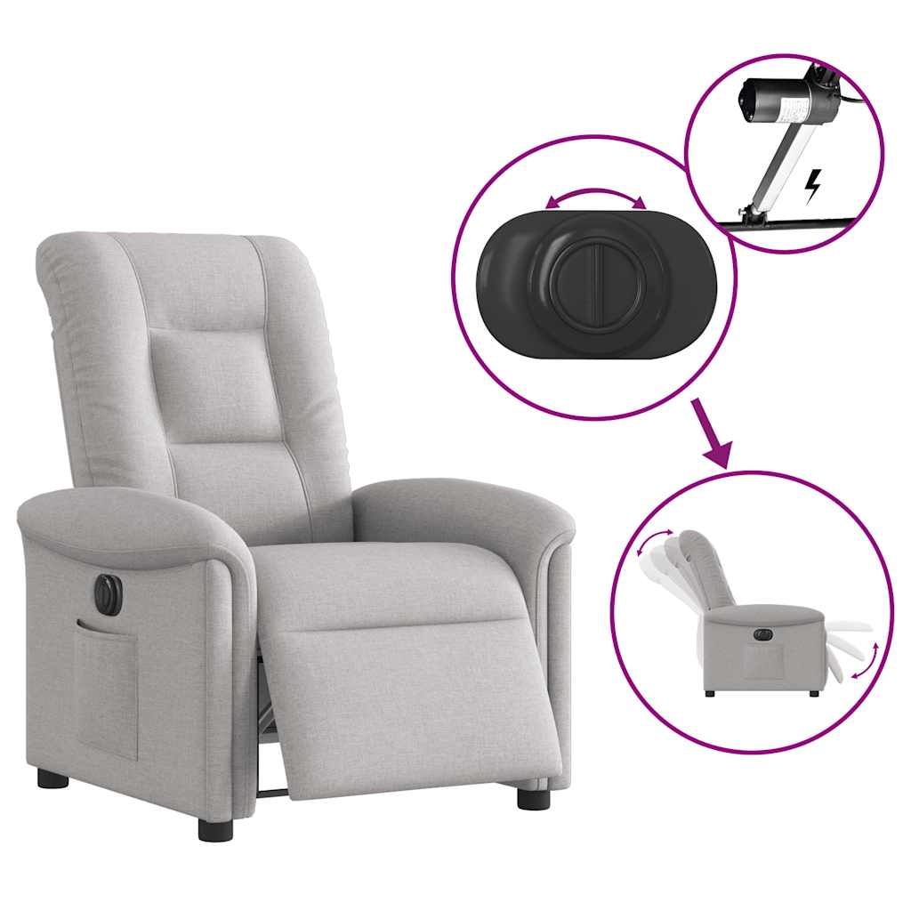 vidaXL Elektryczny fotel rozkładany Cloud Grey Fabric