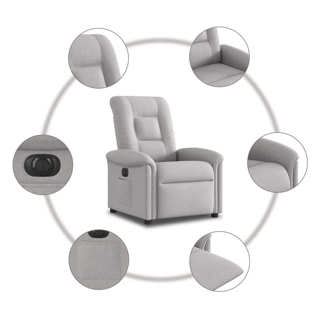vidaXL Elektryczny fotel rozkładany Cloud Grey Fabric