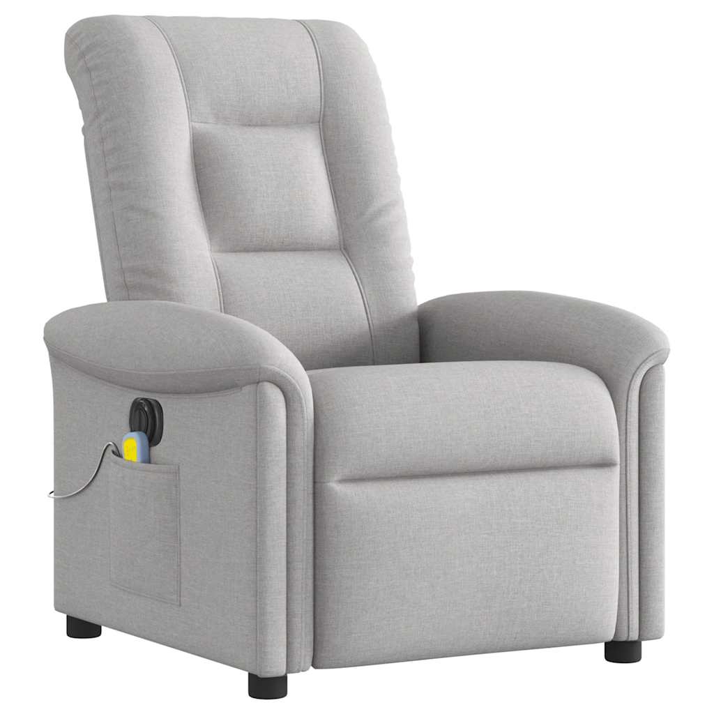 vidaXL Rozkładany fotel masujący, elektryczny, szara, tkanina