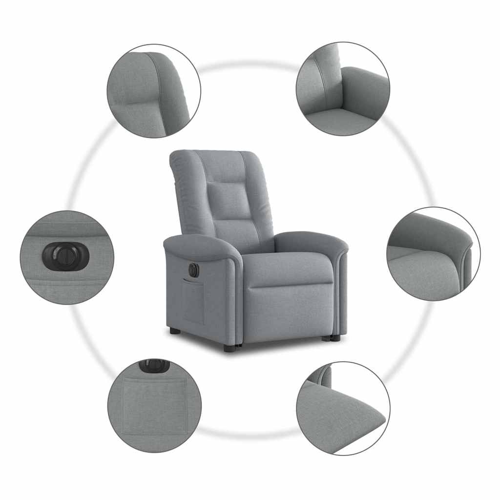 vidaXL Podnoszony fotel masujący, elektryczny, rozkładany, jasnoszary